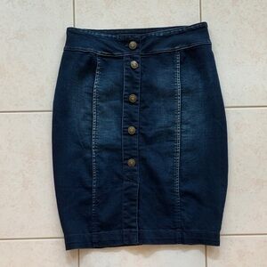 SUKO JEANS Denim Button-Down Pencil Skirt